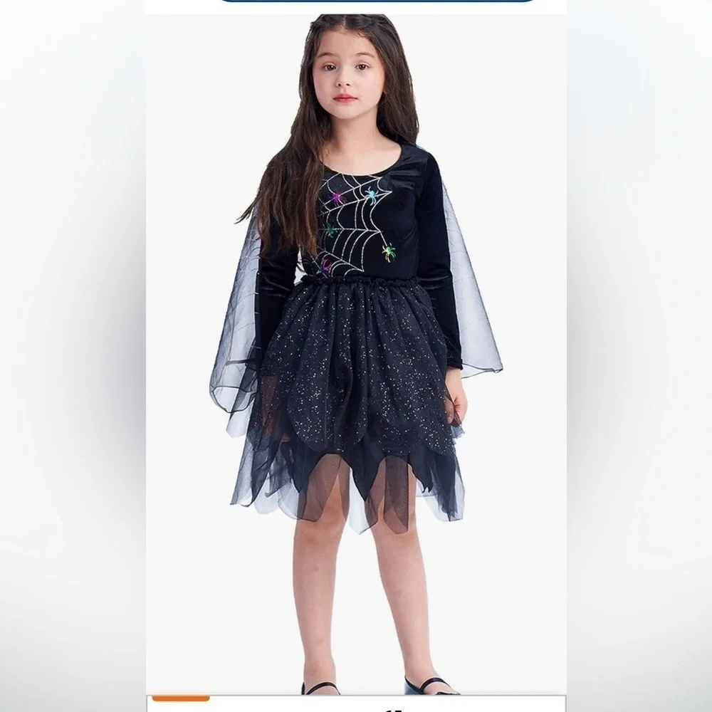 NWT Black Witch Costume for Kids and Women, Classic Black Witch Dress up